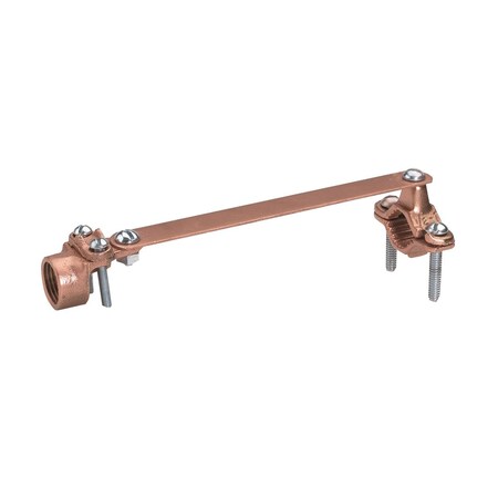 Burndy Cast Bronze Ground Clamp w/Cu Strap, 1/2"-1" Water Pipe, #4-#6 Rebar(M C11CSLH12